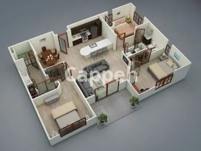 I will visualize your real estate as a 3d floor plan