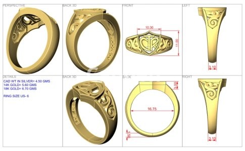 I will jewelry cad design for 3d printing and rendering
