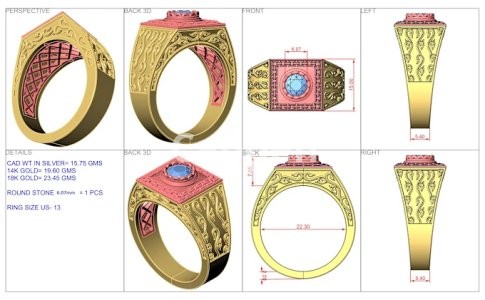 I will do jewelry cad design for 3d printing and rendering