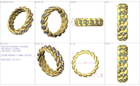 I will do jewelry cad design for 3d printing and rendering