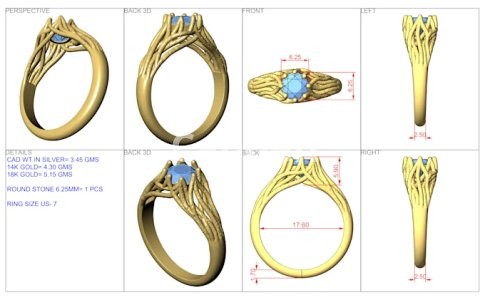 I will do jewelry cad design for 3d printing and rendering