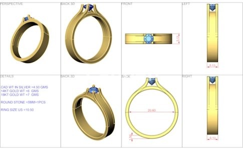 I will do jewelry cad design for 3d printing and rendering