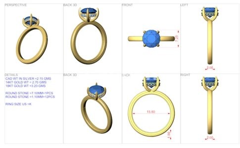 I will do jewelry cad design for 3d printing and rendering