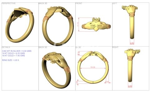 I will do jewelry cad design for 3d printing and rendering