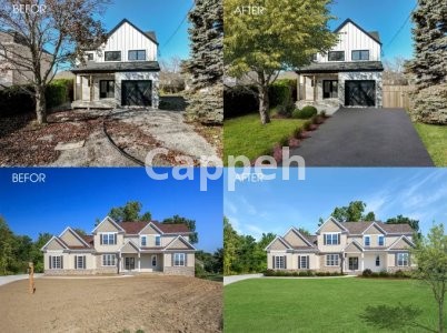 I will add leaves to trees, add basic landscape, add full landscape, add pool