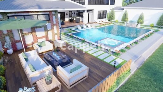 I will do your backyard landscape design pool, fireplace, patio, hot tub, garden