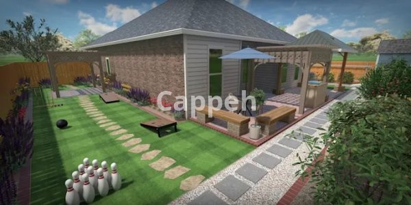 I will do landscape design patio pool plant beds pergola for your outdoor space 3d 2d