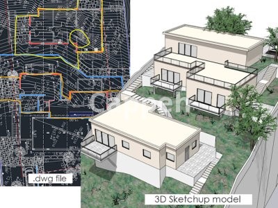 I will create 3d sketchup terrain model from dwg
