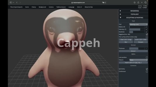I can design 3D sculptures and 3D printed characters with SculptGL software
