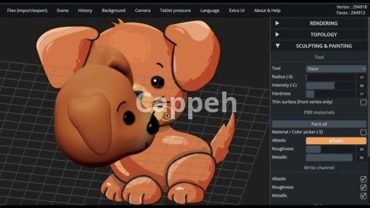 I can design 3D sculptures and 3D printed characters with SculptGL software