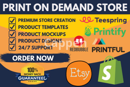 I will setup shopify etsy print on demand store or website using printful