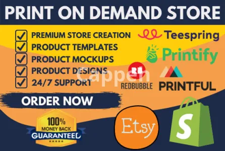 I will setup shopify etsy print on demand store or website using printful