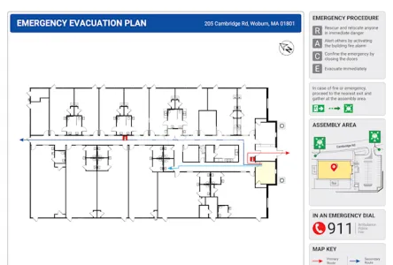 I will design fire emergency evacuation plan, map, diagram