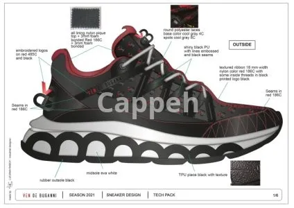 I will design shoes, footwear, and sneakers with tech pack for manufacture