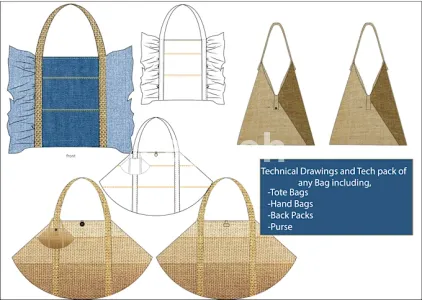 I will create bag design, backpack, handbag, tote bag and tech pack