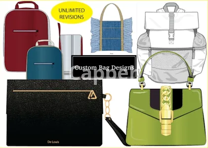 I will create bag design, backpack, handbag, tote bag and tech pack