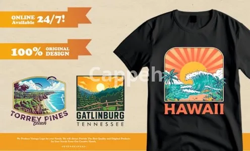I will create custom retro vintage hand drawn tshirt outdoor design