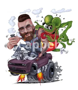 I will create illustration rat fink ratfink style