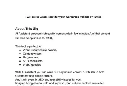 I will set up ai assistant for your wordpress website by 10web