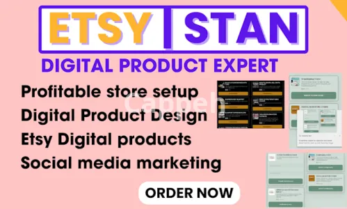 I will setup stan store digital products, stan store design, esty digital products