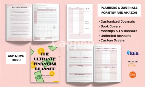 I will design high quality custom planners, journals, workbooks for etsy