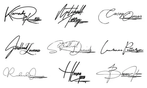 I will design cursive scripted hand drawn calligraphy signatures or autograph