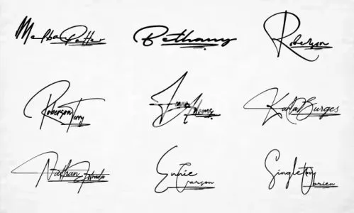 I will design cursive scripted hand drawn calligraphy signatures or autograph
