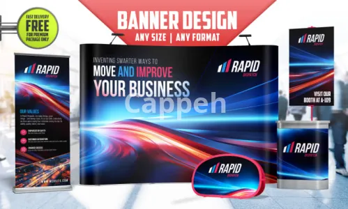 I will design banner, pop up, backdrop, retractable for trade show and exhibition