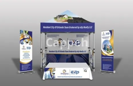 I will design roll up banner, table cover, canopy tent and backdrop