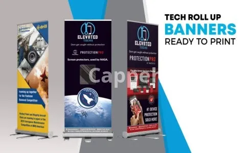 I will design roll up banner, table cover, canopy tent and backdrop