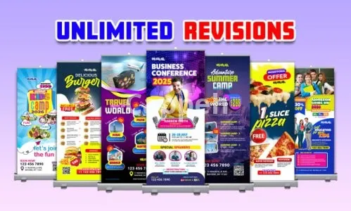 I will design urgent roll up banner, pull up, pop up, retractable banner for event