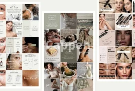 I will design 100 beauty and skincare social media posts