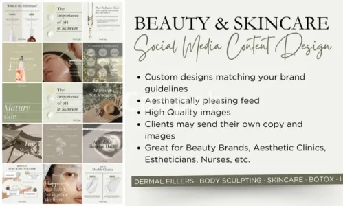 I will design 100 beauty and skincare social media posts