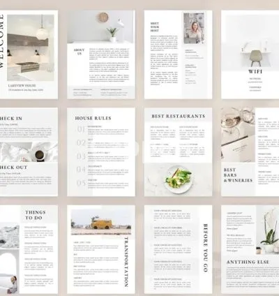 I will make you a customised welcome booklet, house manual, guidebook for airbnb