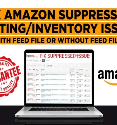 I will fix amazon suppressed listing inventory with feed file or without feed file