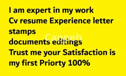 I will cv resume and any type of experience letter with sign stamp
