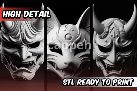 I will sculpt 3d japanese mask, oni mask, kitsune mask, blender, 3d model for printing