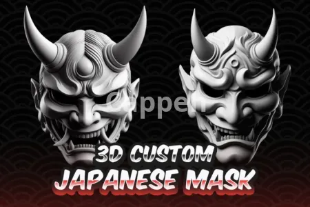 I will sculpt 3d japanese mask, oni mask, kitsune mask, blender, 3d model for printing