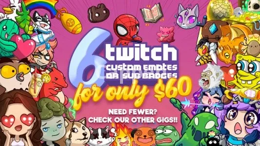 I will make amazing twitch emotes and sub badges in bulk for you
