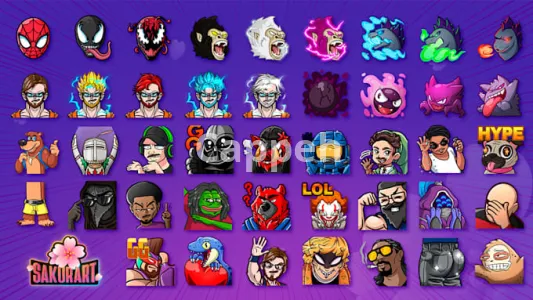 I will make cool custom emotes and badges for twitch, kick, tiktok, youtube, facebook