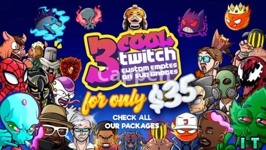 I will make cool custom emotes and badges for twitch, kick, tiktok, youtube, facebook