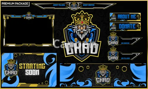 I will create best twitch overlay stream package and logo