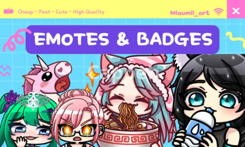 I will draw cute custom emotes and badges in anime style