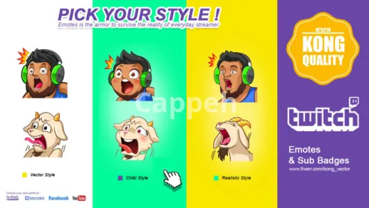 I will create custom twitch emotes in less than 24 hours by kong vector