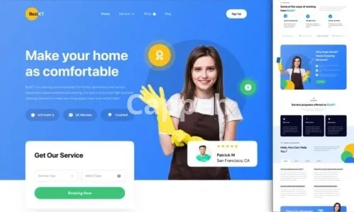 I will build cleaning service website, house, office cleaning, booking koala website