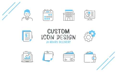I will design custom flat icon set for website and app in 24 hours