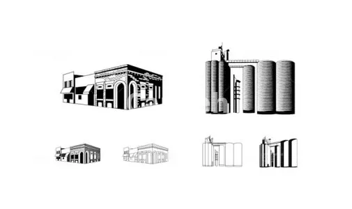 I will design simple linear icons and line art illustration for buildings and landmarks
