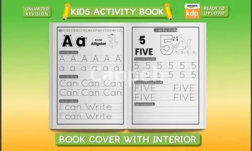 I will create kids coloring book cover kids activity book interior cover design for KDP