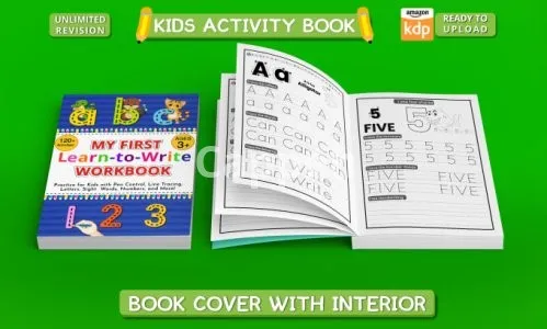 I will create kids coloring book cover kids activity book interior cover design for KDP