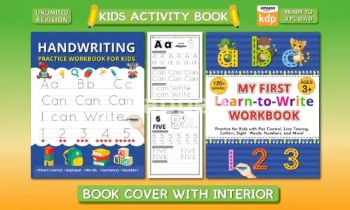 I will create kids coloring book cover kids activity book interior cover design for KDP